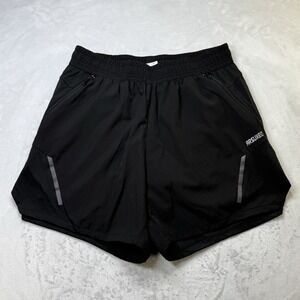 ARSUXEO Men's Black Running Shorts L Zipper Pockets Lined Athletic‎